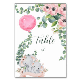Seating Chart Pink Balloon Eucalyptus Elephant Tischnummer