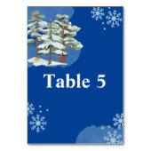 Seating Chart Winter Forest Snowflake Royal Blue Tischnummer (Vorderseite)