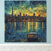 Seatle Space Needle im van-Gogh-Stil Leinwanddruck (Insitu (Holzboden))