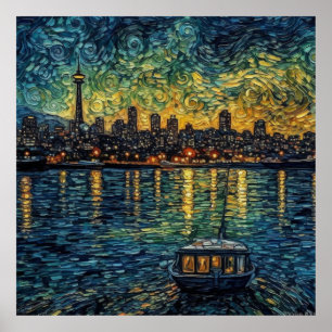 Seatle Space Needle im van-Gogh-Stil Poster
