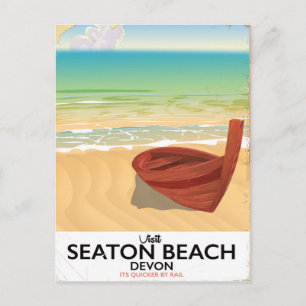 Seaton Beach Devon Vintages Plakat Postkarte