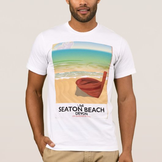 Seaton Beach Devon Vintages Plakat T-Shirt (Vorderseite)
