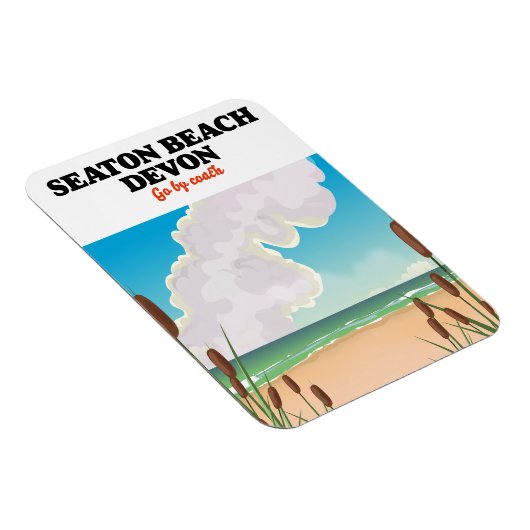 Seaton Beach Dorset Reiseplakat Magnet (Rechte Seite)