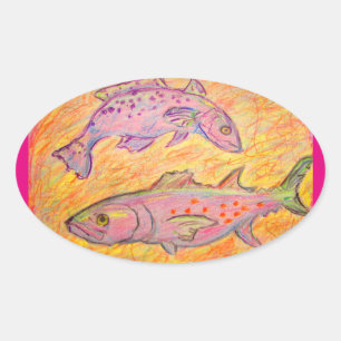 Seatrout und Makrelendesign Ovaler Aufkleber