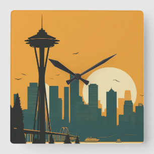 SEATTLE #1 QUADRATISCHE WANDUHR
