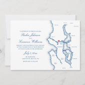 Seattle All-in-One QR code RSVP Blue Wedding Einladung (Vorderseite)