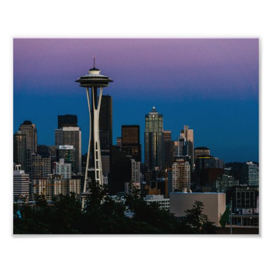 Seattle Architecture Under the Lila Sky Fotodruck (Vorne)