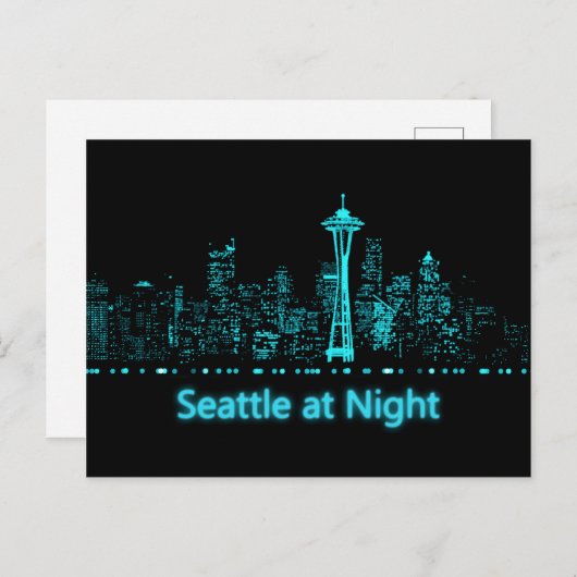 Seattle at Night Postkarte (Vorne/Hinten)