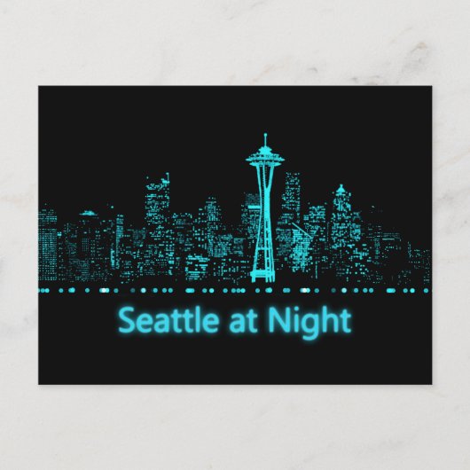 Seattle at Night Postkarte (Vorderseite)