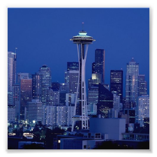 Seattle at Night Washington Downtown Space Needle Fotodruck (Vorne)