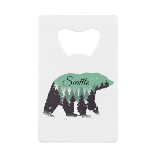 Seattle Bear Forest Geldbeutel Flaschenöffner (Vorderseite)