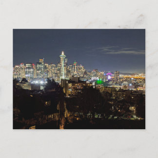 Seattle bei Nacht Feiertagspostkarte