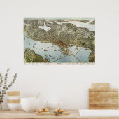 Seattle Birdseye Karte - 1891 (Koch) BigMapBlog Poster (Küche)