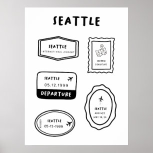 Seattle - Briefmarke für Reisen   Minimalistisch D Poster