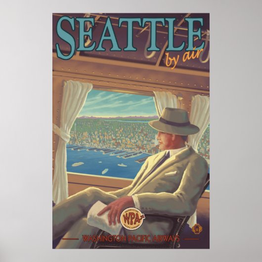 Seattle by Air - Washington Travel Poster (Vorne)