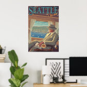 Seattle by Air - Washington Travel Poster (Heimbüro)