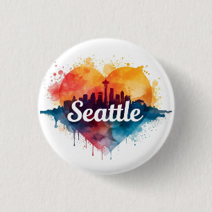 Seattle City Aquarell-Skyline Button