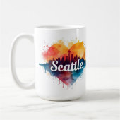 Seattle City Aquarell-Skyline Kaffeetasse (Links)