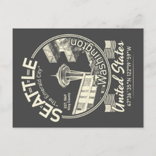 SEATTLE CITY ICON - WASHINGTON VINTAGE POSTKARTE