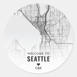 Seattle City Map | Begrüßung Runder Aufkleber