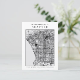 Seattle City Map + Location Marker Postcard Postkarte