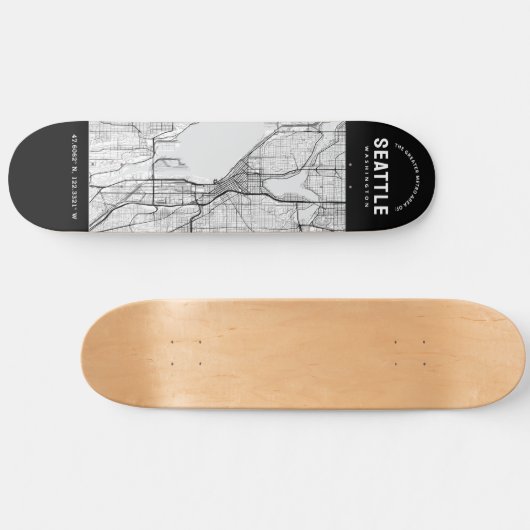 Seattle City Map Skateboard (Horizontal)