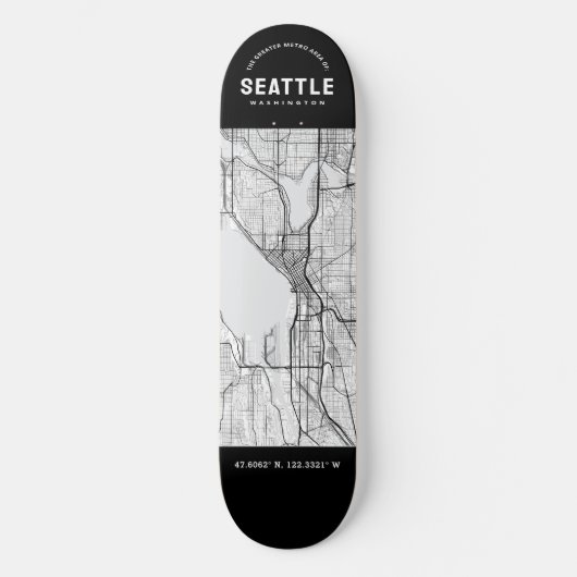 Seattle City Map Skateboard (Vorderseite)