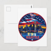 Seattle City Skyline Postkarte (Vorne/Hinten)