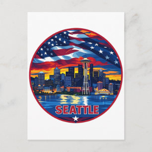 Seattle City Skyline Postkarte