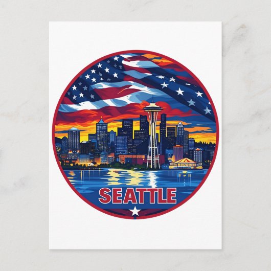 Seattle City Skyline Postkarte (Vorderseite)