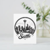 Seattle City Skyline Postkarte (Stehend Vorderseite)