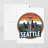 Seattle City Skyline Postkarte (Vorne/Hinten)