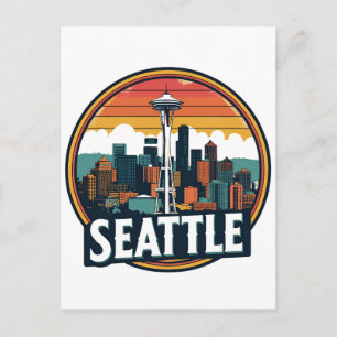 Seattle City Skyline Postkarte