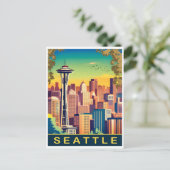 Seattle, City Skyline, Washington Staat, Travel Postkarte (Stehend Vorderseite)