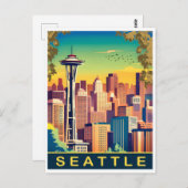 Seattle, City Skyline, Washington Staat, Travel Postkarte (Vorne/Hinten)