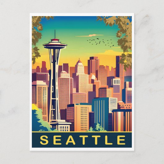 Seattle, City Skyline, Washington Staat, Travel Postkarte (Vorderseite)