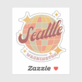 Seattle City Washington Retro Vintag Aufkleber (Blatt)