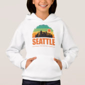 Seattle City Washington USA Vintag Retro Sunset Hoodie (Vorderseite)