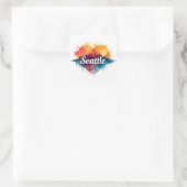 Seattle City watercolor Skyline Quadratischer Aufkleber (Tasche)