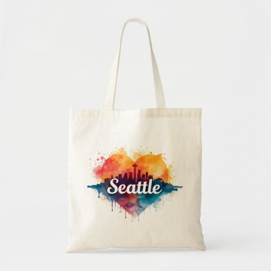 Seattle City watercolor Skyline Tragetasche (Vorne)