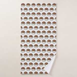 Seattle Coffee Shop Cup Latte Feinschmecker Print Badhandtuch Set
