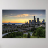 Seattle Downtown Skyline bei Sunset Poster (Vorne)