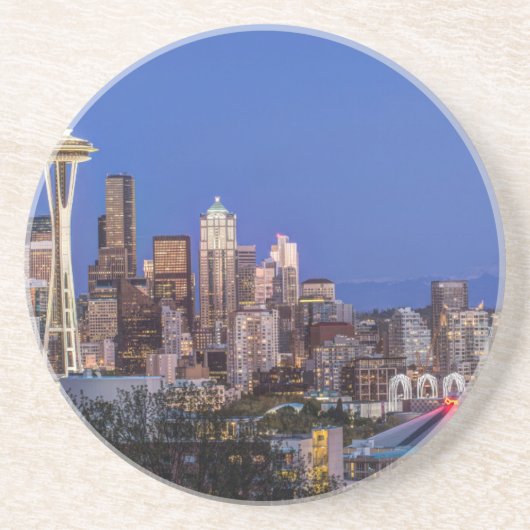 Seattle, Downtown und Rainier am Twilight Getränkeuntersetzer (Vorne)
