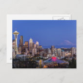 Seattle, Downtown und Rainier am Twilight Postkarte (Vorne/Hinten)