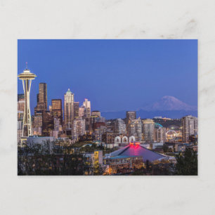 Seattle, Downtown und Rainier am Twilight Postkarte