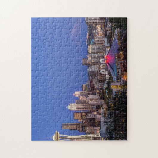 Seattle, Downtown und Rainier am Twilight Puzzle (Vertikal)