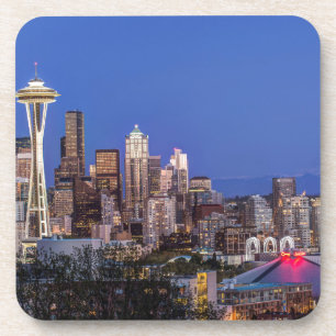 Seattle, Downtown und Rainier am Twilight Untersetzer
