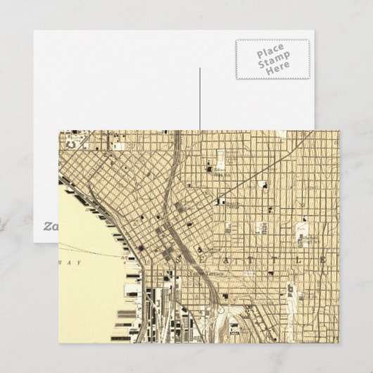 Seattle Downtown Vintage Karte (Vorne/Hinten)
