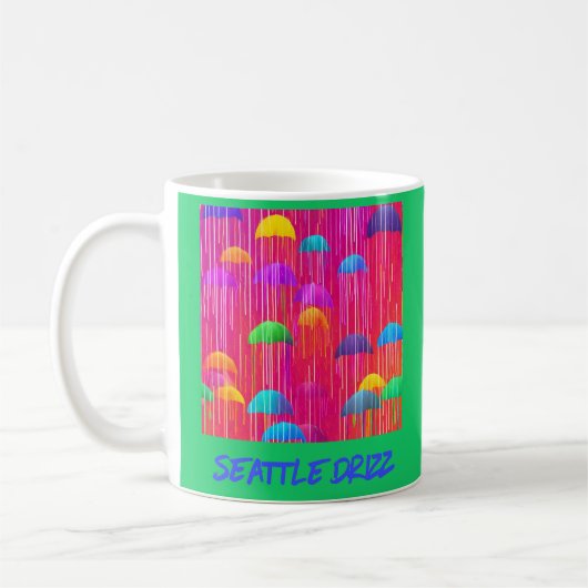 Seattle Drizzle farbenfrohe Regenschirme und Regen Kaffeetasse (Links)