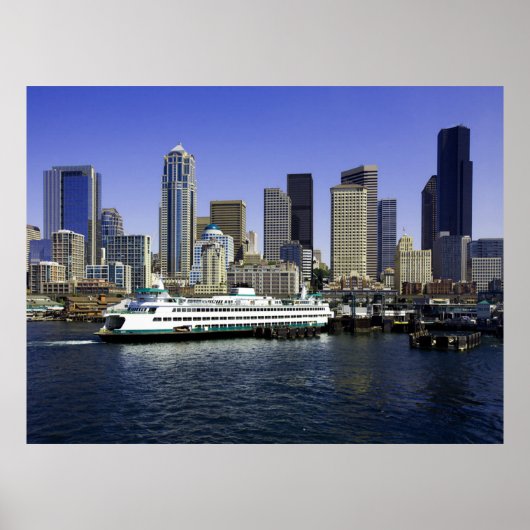 Seattle Ferry and Gebäude Poster (Vorne)